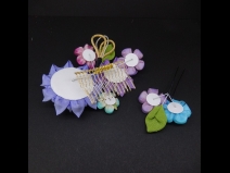 八重咲ちりめんつまみコ－ム・ミニ2点セット　パープル