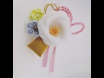 フラワ－コ－ム＆ミニフラワ－2点セット　白/ピンクひも