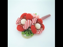 ちりめん梅つまみ細工フラワ－コ－ム2点セット　赤