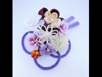 ちりめん梅つまみ細工コーム2点セット 紫