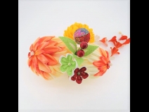 成人式髪飾り花てまりふじ下がりコ－ム　オレンジ