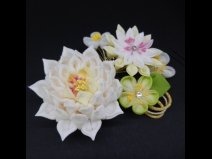 八重咲ちりめんつまみコ－ム・ミニ2点セット　白