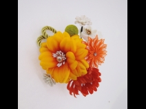 フラワ－コ－ム＆ミニフラワ－3点セット　オレンジ