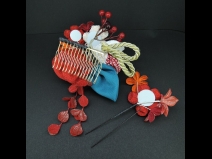 ちりめんつまみコ－ム・ミニ2点セット　赤/白