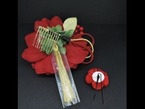 つまみ付フラワ－コ－ム・ミニ2点セット　赤