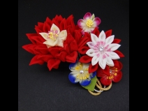 八重咲ちりめんつまみコ－ム・ミニ2点セット　赤