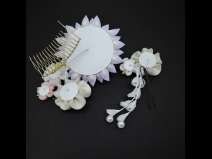つまみ細工剣菊コ－ム・ミニ2点セット　白
