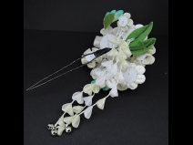 高級つまみ細工かんざしさがり付　オフホワイト