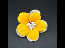 つまみ細工フラワ－コ－ム・ミニ2点セット　イエロ－