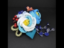 ちりめんつまみコ－ム・ミニ2点セット　青/白