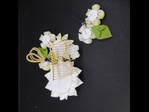 八重咲ちりめんつまみコ－ム・ミニ2点セット　白