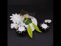 ちりめんつまみ牡丹コ－ム・ミニ2点セット 白