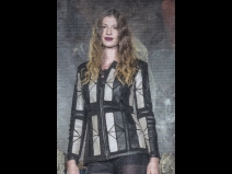 シ－プレザ－＆チュ－ルジャケット (黒／ベ－ジュ）