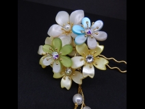 舞子2本足かんざしパ－ルさがり付ミニパ－ルピン4点セット　オフ白