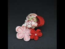 ちりめんつまみ・リボンコ－ム・ミニ2点セット　赤