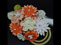 つまみ細工フラワ－コ－ム・ミニ2点セット オレンジ