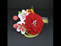 つまみ付フラワ－コ－ム・ミニ2点セット　赤