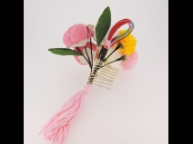 つまみ細工つばき・菊フラワ－コ－ムふさ下がり＆ミニフラワーセット