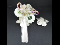 つまみ細工フラワ－コ－ム・ミニ2点セット　白