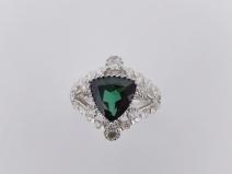 K18WG　トルマリン・ダイヤモンドリング