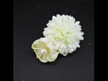 つまみ細工フラワ－コ－ム・ミニ2点セット　白／ベ－ジュ