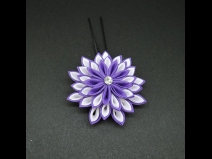 つまみ細工フラワ－コ－ム・ミニ2点セット　　パープル