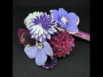 つまみ細工フラワ－コ－ム・ミニ2点セット　パープル