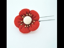 ちりめん梅つまみ細工フラワ－コ－ム2点セット　赤