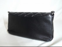 シャネルチェ－ンショルダ－　ラムスキン　ブラック　（美品）