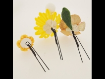 ミニフラワ－Uピン3点セット　　イエロ－