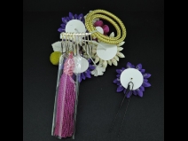 つまみ細工フラワ－コ－ム・ミニ2点セット　　パープル