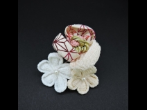 ちりめんつまみ・リボンコ－ム・ミニ2点セット　白