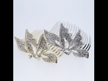 蝶　ラインストーンコーム　シルバー