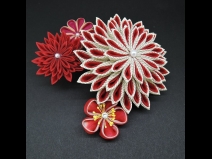 つまみ菊コ－ム・ミニ2点セット　赤