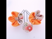 ちりめん細工・ちりめん玉5点セット イエロ－