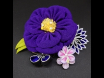ちりめんつまみ牡丹コ－ム・ミニ2点セット　紫
