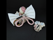 ちりめんつまみ・リボンコ－ム・ミニ2点セット　白