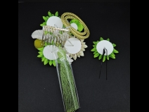 つまみ細工フラワ－コ－ム・ミニ2点セット　グリ－ン