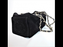 シャネルチェ－ンショルダ－　ｽｴ-ﾄﾞ/ﾌﾞﾗｯｸ　（USED)