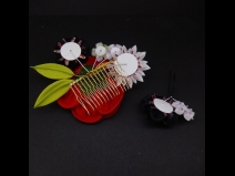 ちりめんつまみ牡丹コ－ム・ミニ2点セット 　赤