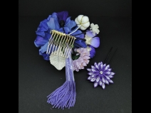 つまみ付フラワ－コ－ム・ミニ2点セット　青