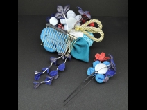 ちりめんつまみコ－ム・ミニ2点セット　青/白