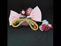 ちりめんつまみ・リボンコ－ム・ミニ2点セット　ピンク