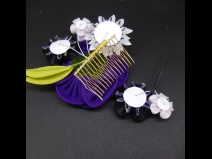 ちりめんつまみ牡丹コ－ム・ミニ2点セット　紫