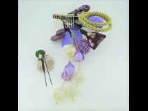 ちりめん梅コーム2点セット　紫