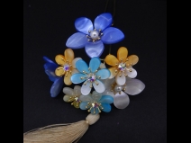 舞子ふさ付2本足かんざしミニ2点セット　ブル－