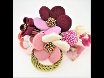 ちりめん梅コーム2点セット　ワイン