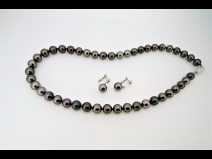 南洋黒蝶真珠ネックレス＆イヤリング（11.0-9.0mm）