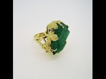 K18エメラルド・ダイヤモンドリング（E19.83ct・D0.07ct・E0.28ct）