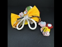 ちりめんつまみ・リボンコ－ム・ミニ2点セット　イエロ－